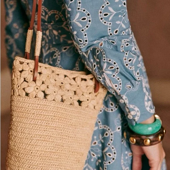 Sezane Josie Basket, Natural Flower Raffia - Picture 3 of 14